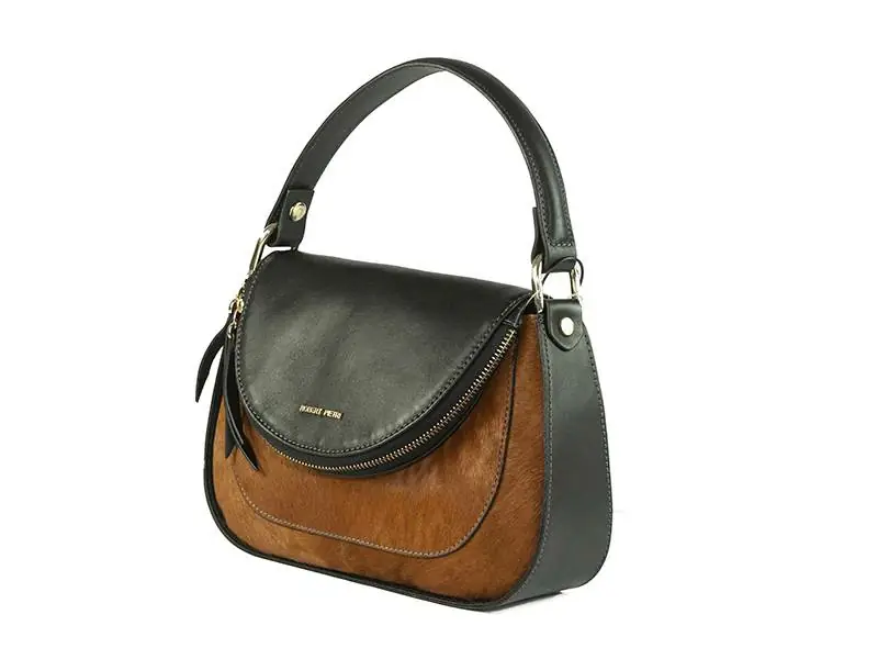 Bolso ROBERT PIETRI · MEGAN · Bandolera en Piel Natural y Pelo · Color Cuero - Imagen 3
