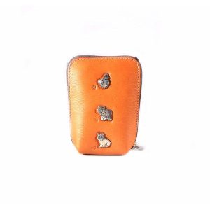 Pitillera piel Nilo con cremallera para mujer en color camel