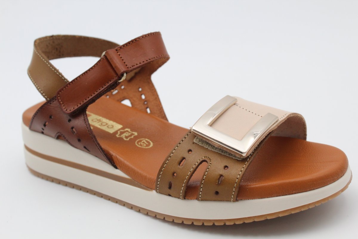 Sandalia Nacional toda en piel y planta de gel con velcro,ref14630 - Imagen 3