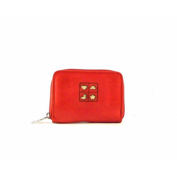 Monedero piel cremallera con grabados en color verde cuero o rojo - Imagen 5