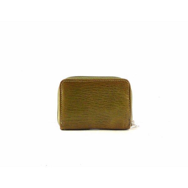 Monedero piel cremallera con grabados en color verde cuero o rojo - Imagen 3