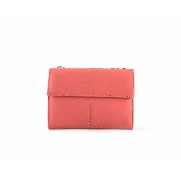 Billetera de mujer en piel pequeña estilo vintage rosa combinada - Imagen 3