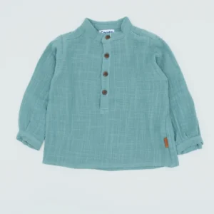 Camisa verde niño cuello mao