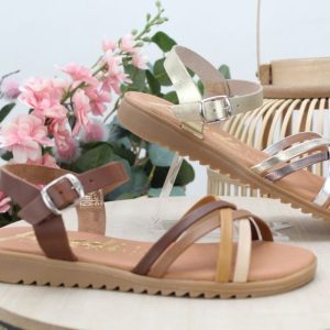 Sandalia toda en piel con planta de gel y piso flexible,ref13152