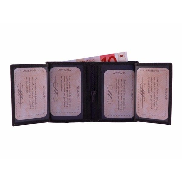 Billetera para hombre de piel rugosa marrón estilo americano - Imagen 4