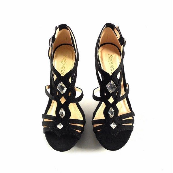 Sandalias de fiesta Prestigio de tiras con pedrería color negro - Imagen 4