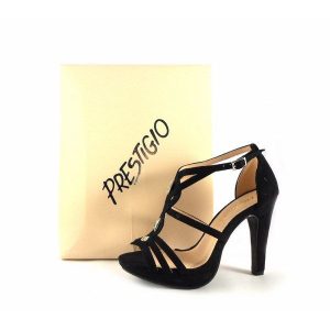 Sandalias de fiesta Prestigio de tiras con pedrería color negro