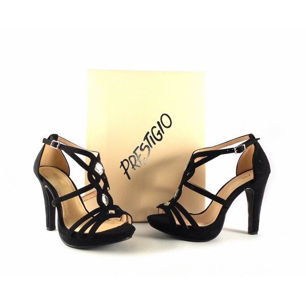 Sandalias de fiesta Prestigio de tiras con pedrería color negro - Imagen 3