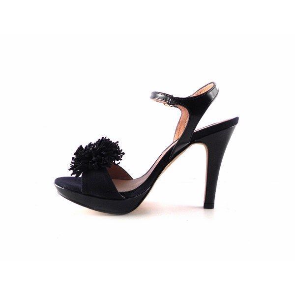 Sandalias pompones Vitti Love en piel color azul marino con pulsera al tobillo - Imagen 5