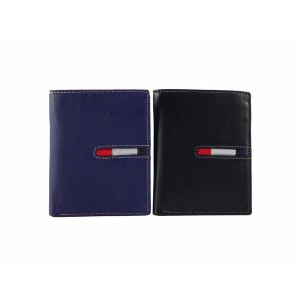 Cartera de piel hombre en colores marrón negro azul o rojo - Imagen 2