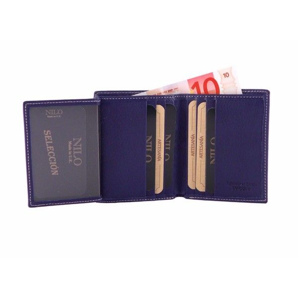 Cartera de piel hombre en colores marrón negro azul o rojo - Imagen 4