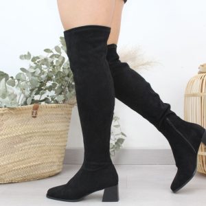Bota de caña alta en suave antelina con tacón de 5cm,ref0268