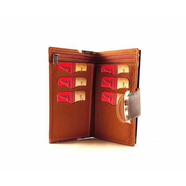 Billetero mujer grande NILO camel y marrón con cremallera - Imagen 4
