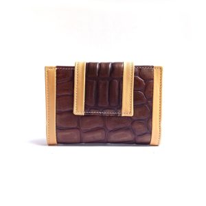 Cartera de piel mujer pequeña NILO coco print marrón brillo