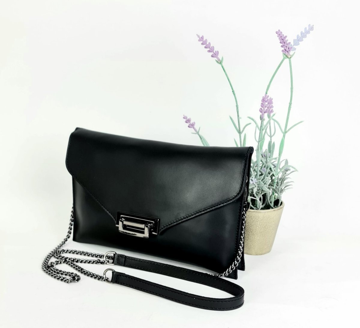 Bandolera de Piel Italiana con Solapa de Broche y 2 Compartimentos para Mujer - Imagen 5
