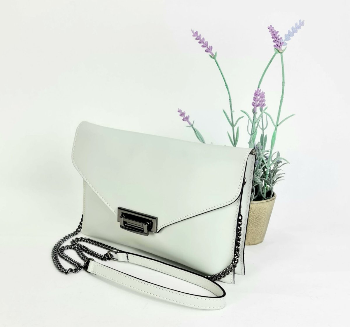 Bandolera de Piel Italiana con Solapa de Broche y 2 Compartimentos para Mujer - Imagen 6