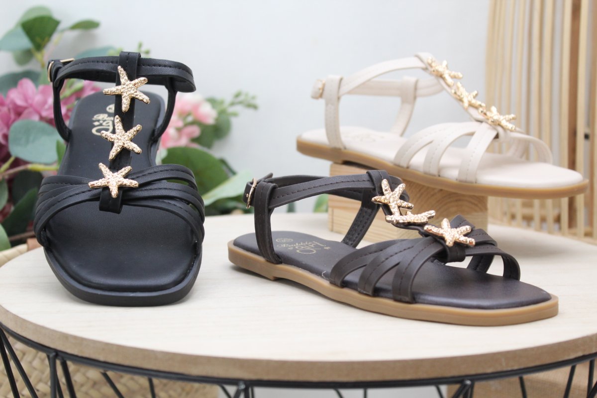 Sandalia para niña en poli piel con adorno estrellas,ref1733