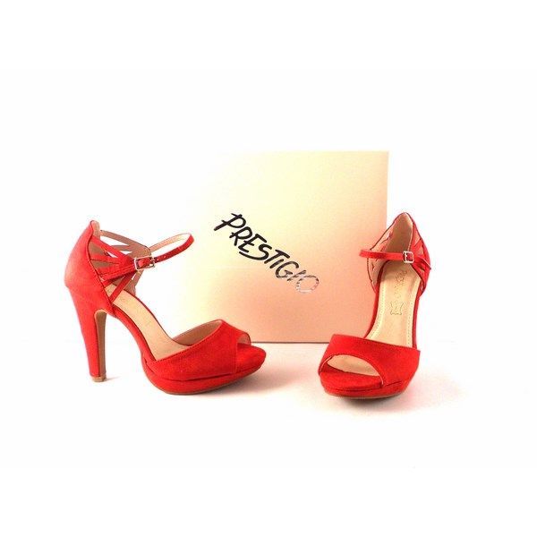Sandalias mujer Prestigio antelina rojo con pulsera - Imagen 3