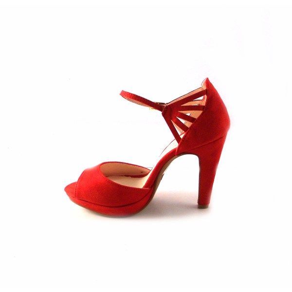 Sandalias mujer Prestigio antelina rojo con pulsera - Imagen 5