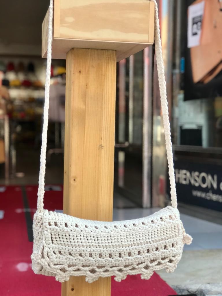 Bolso Bandolera de Algodón Tipo Ganchillo con Asa Larga y Diseño Original para Mujer - Imagen 3