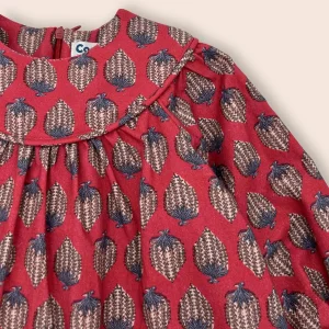 Vestido niña burdeos estampado manga larga | Cocote x Charanga