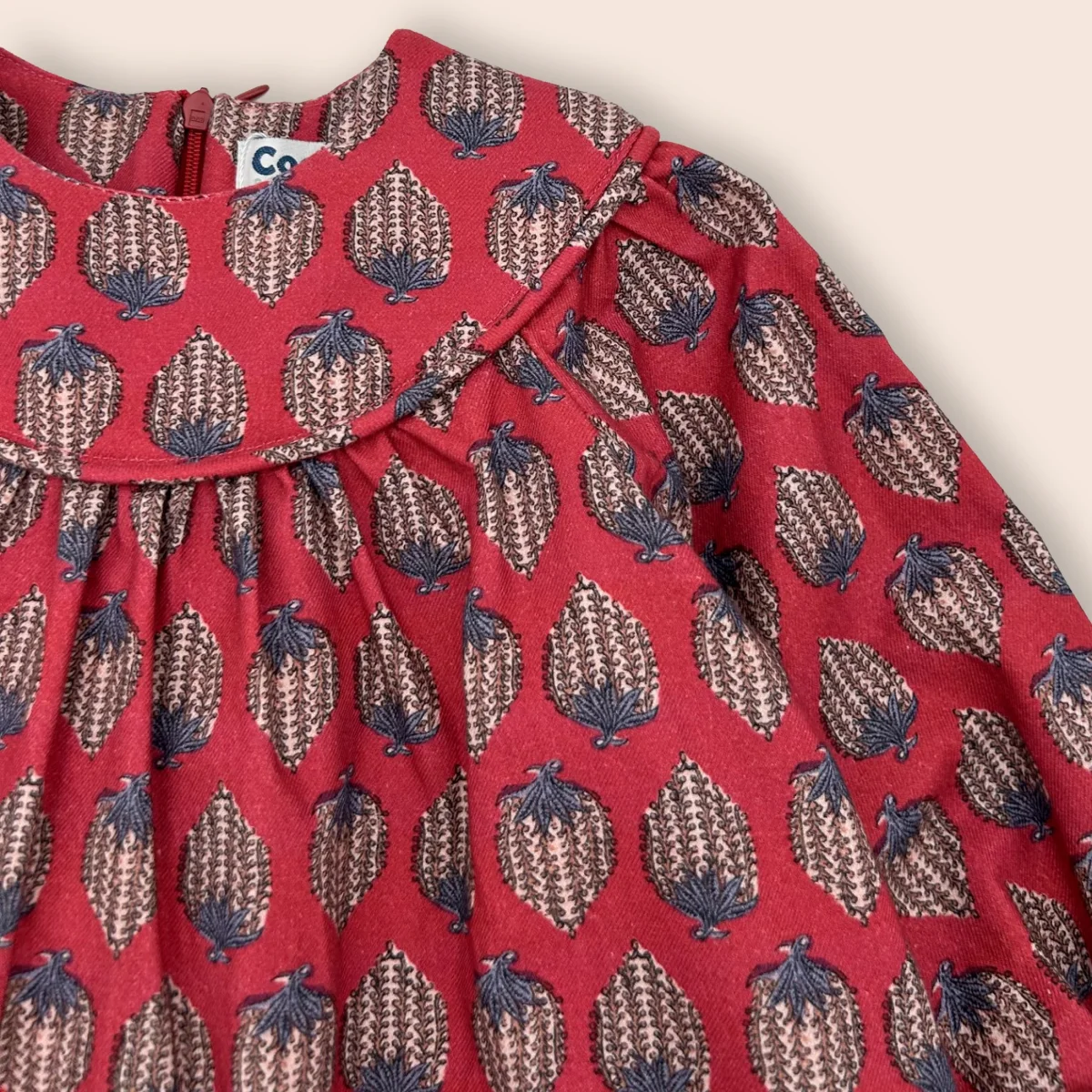 Vestido niña burdeos estampado manga larga | Cocote x Charanga - Imagen 2
