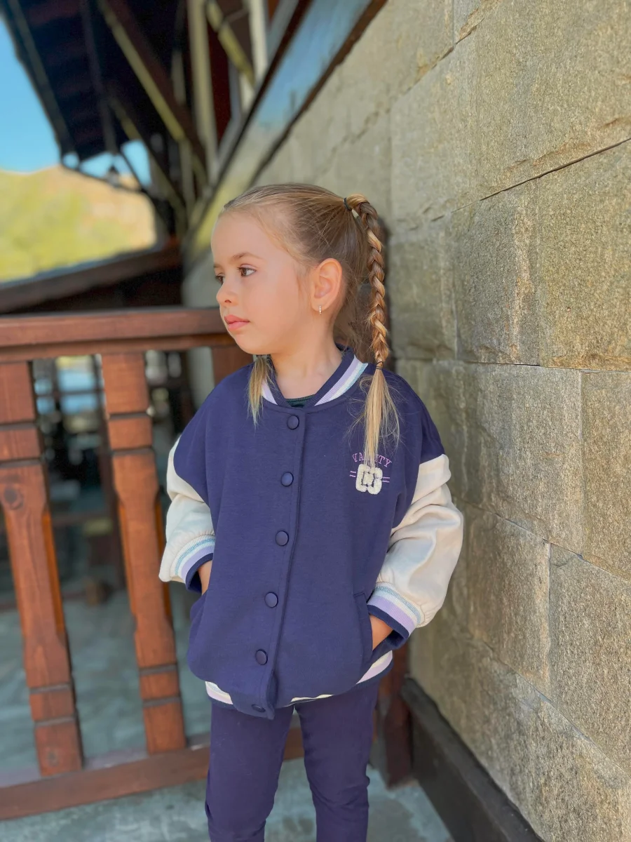 Sudadera abierta de niña azul | Sin capucha - Imagen 6