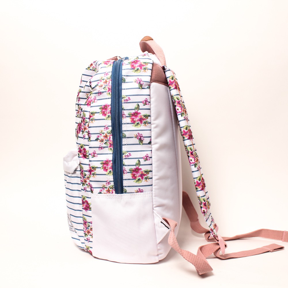 Mochila escolar flores y rallas - Imagen 5