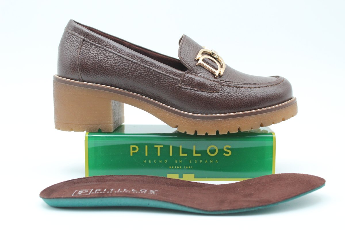 Zapato Pitillos todo en piel con piso crepé antideslizante,ref20520 - Imagen 5