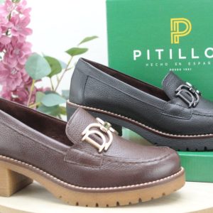 Zapato Pitillos todo en piel con piso crepé antideslizante,ref20520