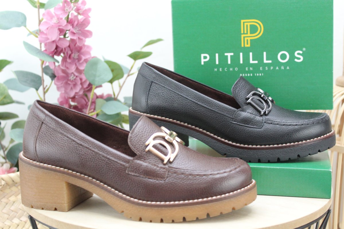 Zapato Pitillos todo en piel con piso crepé antideslizante,ref20520