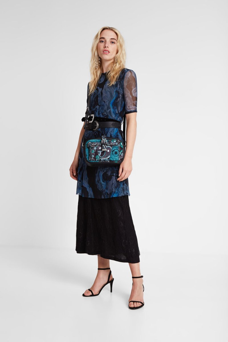 DESIGUAL – Bolso Bandolera Mujer Rep Galactic Green Oban Pequeño Verde Negro – 20SAXAX0 - Imagen 5