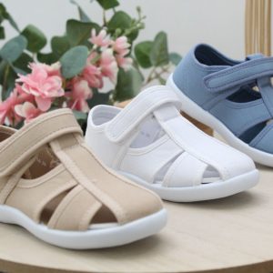 Zapatilla Bare Foot de lona tipo sandalia con cierre velcro,ref1716
