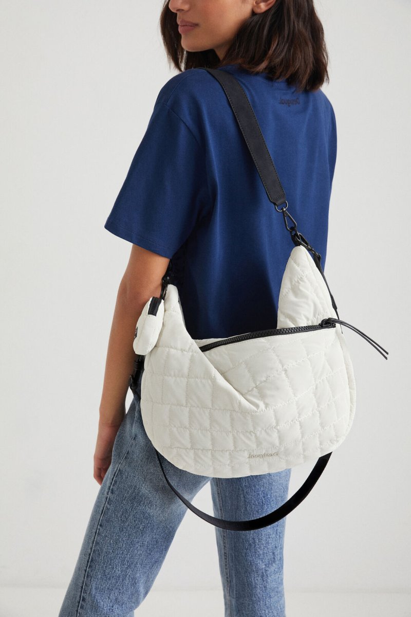 DESIGUAL – Bolso Desigual Cocoa Harry 2.0 Blanco Acolchado Bandolera Mujer - Imagen 9
