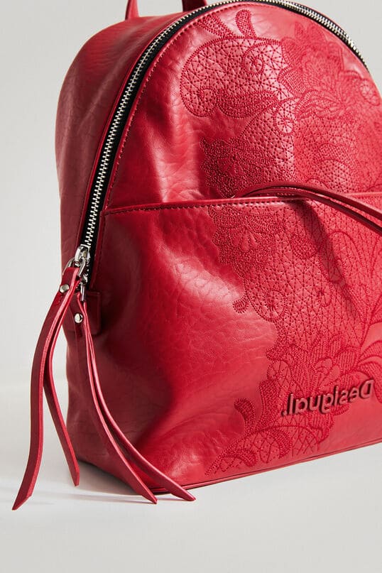 DESIGUAL – Mochila Desigual Back Rising Mombasa Mini Roja Mujer 24x30x12cm - Imagen 5