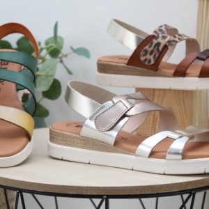 Sandalia Nacional toda en piel y planta de gel con velcro,¡Top Ventas!, ref237