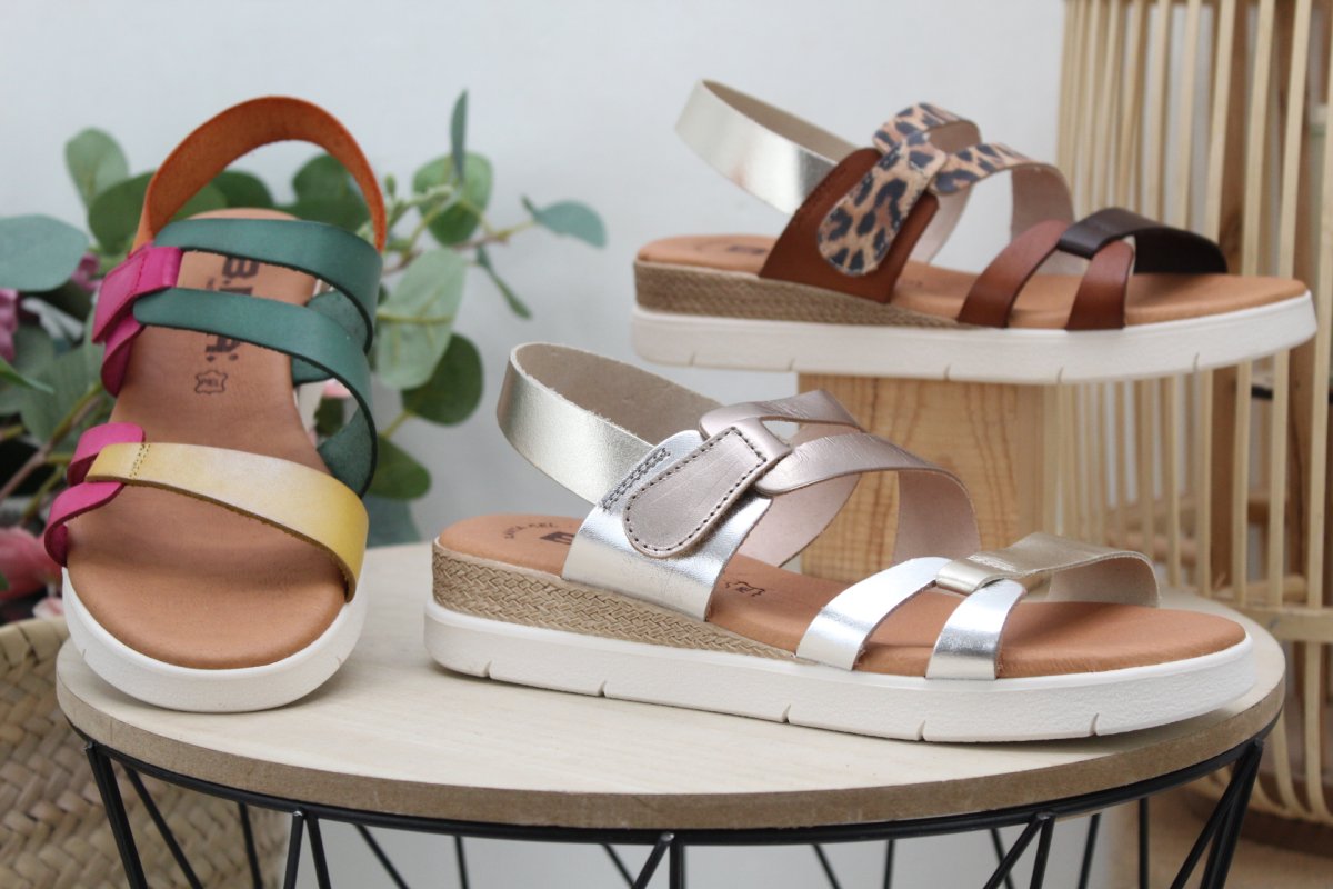 Sandalia Nacional toda en piel y planta de gel con velcro,¡Top Ventas!, ref237