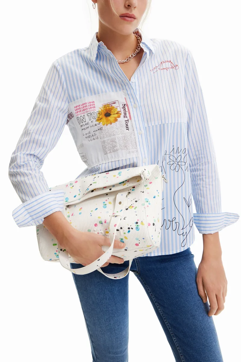 DESIGUAL – Bolso Desigual Blanco Mujer Neon Art Loverty Gotas Multicolor Mediano 23SAXPA9 - Imagen 6