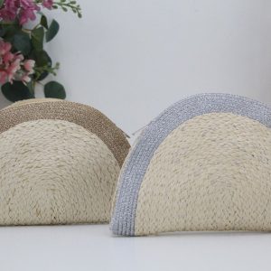 Cartera-Bandolera rafia con borde metalizado,ref5185
