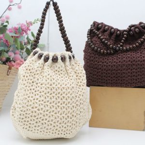 Bolso-Bandolera crochet con asa de bolas de madera,top ventas,ref3623