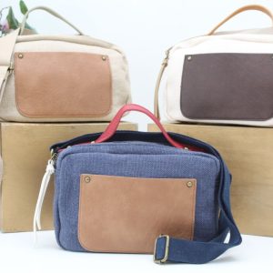 Bandolera en suave tejido de lona con detalles en poli piel,ref29013