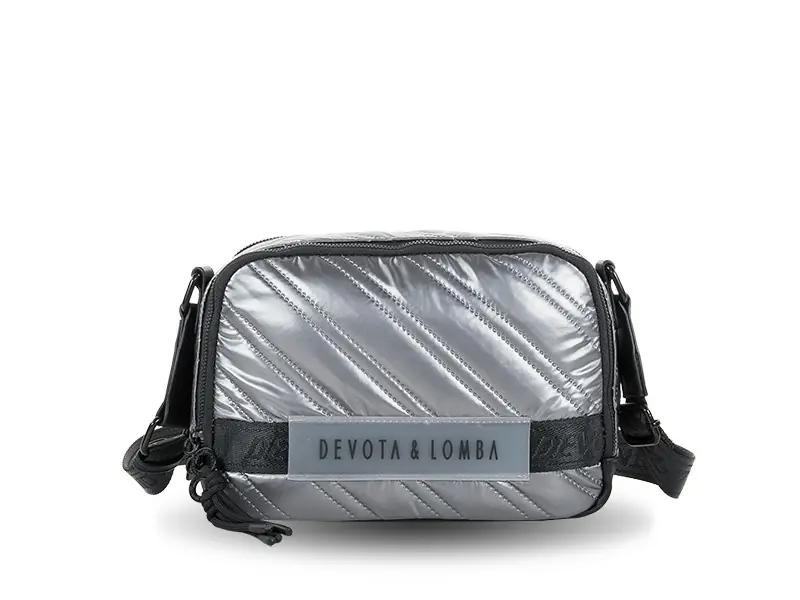 Bolso Devota & Lomba · Bandolera mediana · Doble compartimento · Color Negro y Plomo