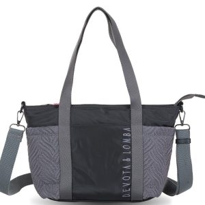 Bolso Devota & Lomba · Bandolera mediana · Con dos asas de mano · Material Nylon · Color Negro/Gris