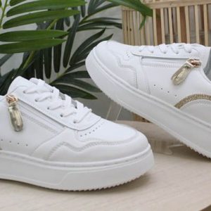 Sneakers En Suave Polipiel,Cuña 4Cm,Piso 3Cm Rf548