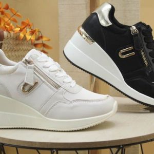 SNEAKERS TRANSPIRABLE COMBINADA,CUÑA 6CM REF4132