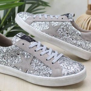 SNEAKERS COMBINADA EN GLITTER Y PIEL REF1097