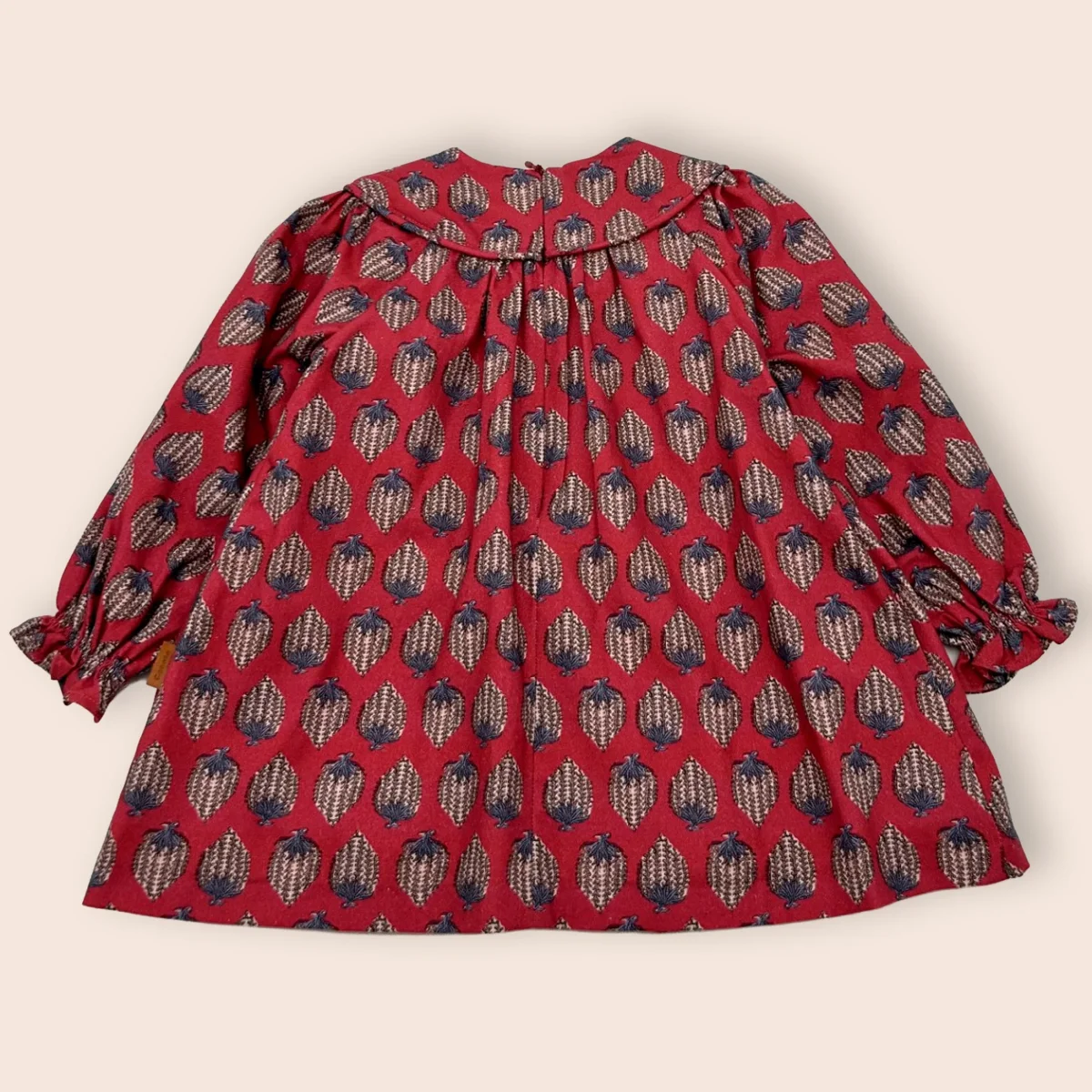 Vestido niña burdeos estampado manga larga | Cocote x Charanga - Imagen 3