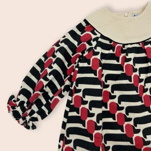 Vestido niña estampado retro con cuello contraste | Cocote x Charanga