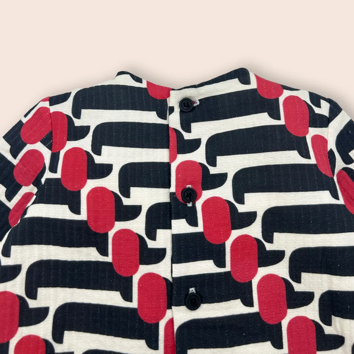 Vestido bebé retro con cuello beige en pico | Cocote x Charanga - Imagen 5