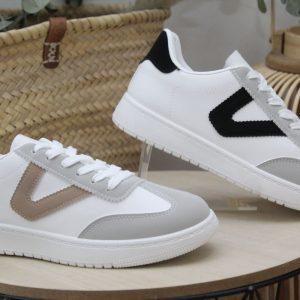 Sneakers en suave poli piel con piso basico,ref005